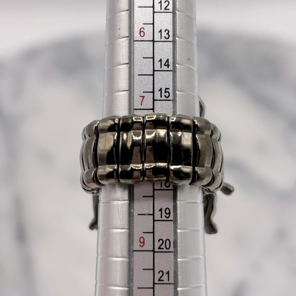 Gunmetal, Silver tone & Multi Crystal Chunky Ladybug Insect Stretch Band Ring - Picture 7 of 7